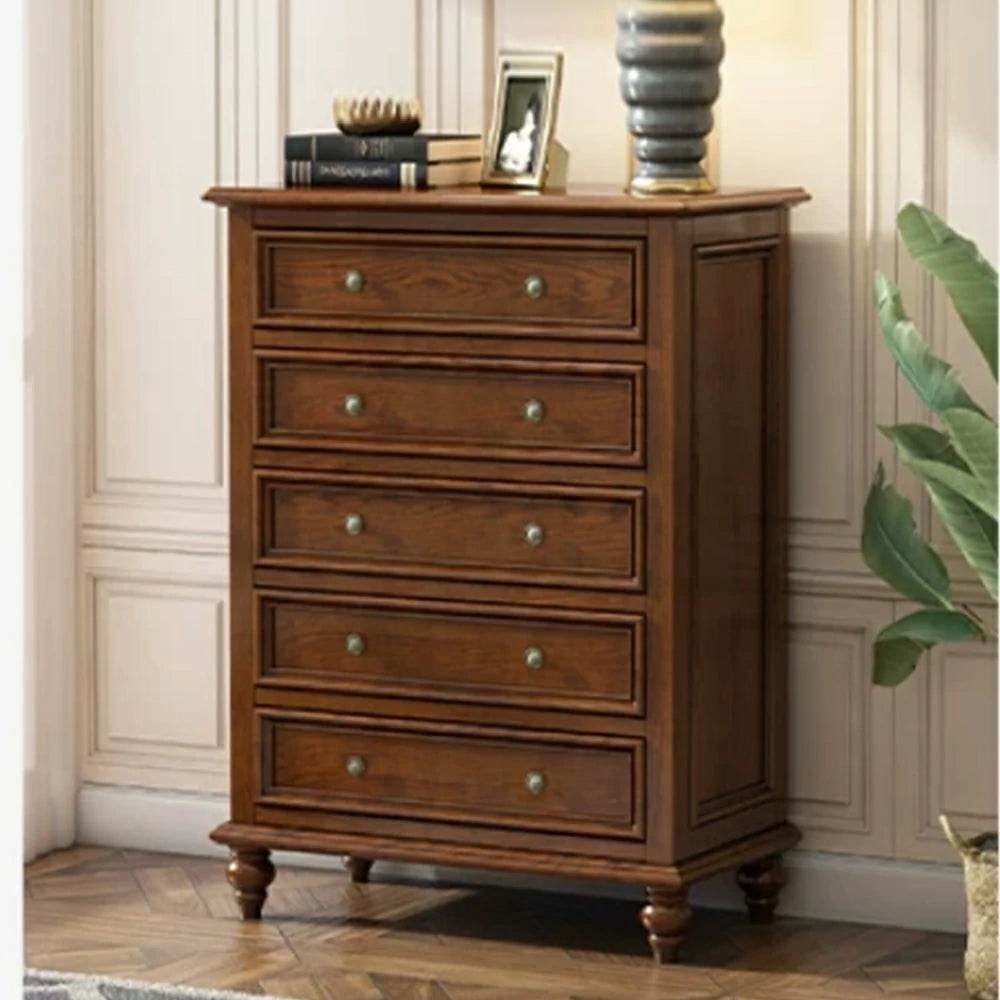LUXORA Solid Wood 5 Drawer Chest with Large Storage American Style Cabinet for Living Room Bedroom Entryway