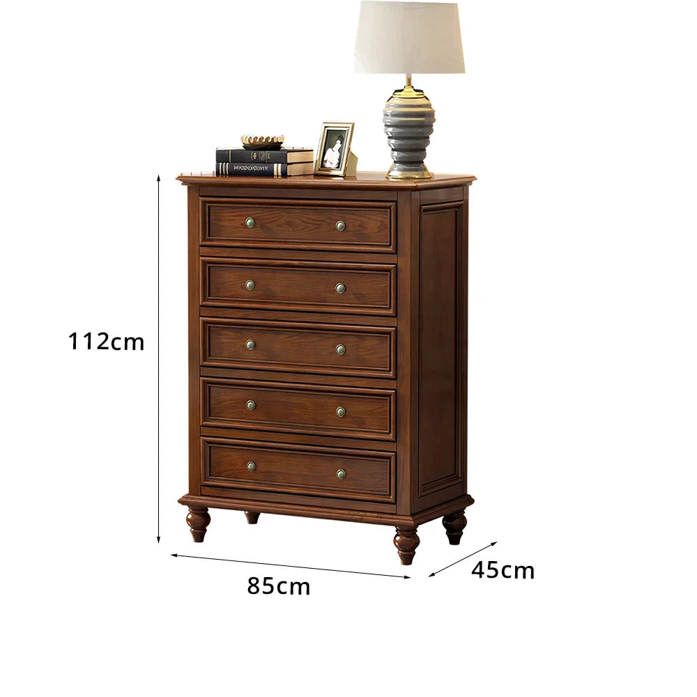 LUXORA Solid Wood 5 Drawer Chest with Large Storage American Style Cabinet for Living Room Bedroom Entryway