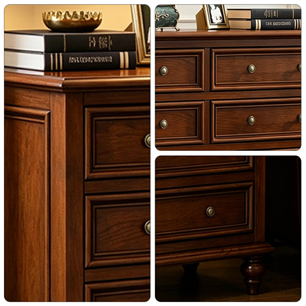LUXORA Solid Wood 6 Drawer Chest with Large Storage American Style Cabinet for Living Room Bedroom Entryway