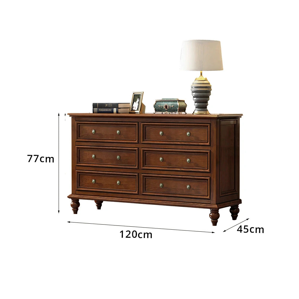 LUXORA Solid Wood 6 Drawer Chest with Large Storage American Style Cabinet for Living Room Bedroom Entryway