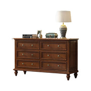 LUXORA Solid Wood 6 Drawer Chest with Large Storage American Style Cabinet for Living Room Bedroom Entryway