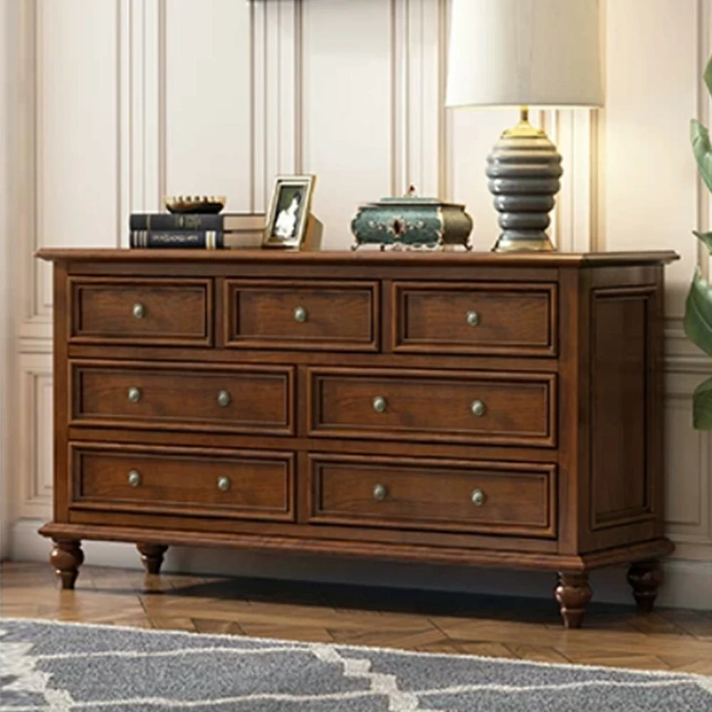 LUXORA Solid Wood 7 Drawer Chest with Large Storage American Style Cabinet for Living Room Bedroom Entryway
