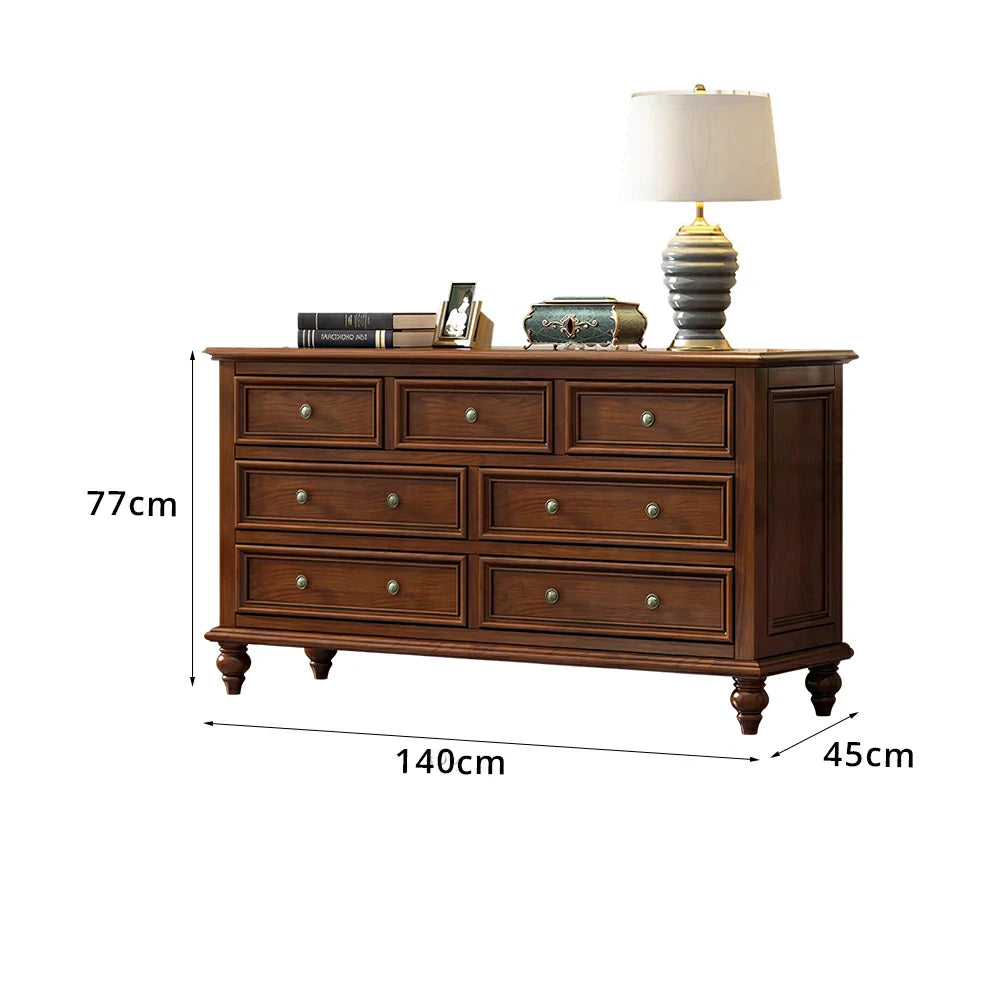 LUXORA Solid Wood 7 Drawer Chest with Large Storage American Style Cabinet for Living Room Bedroom Entryway