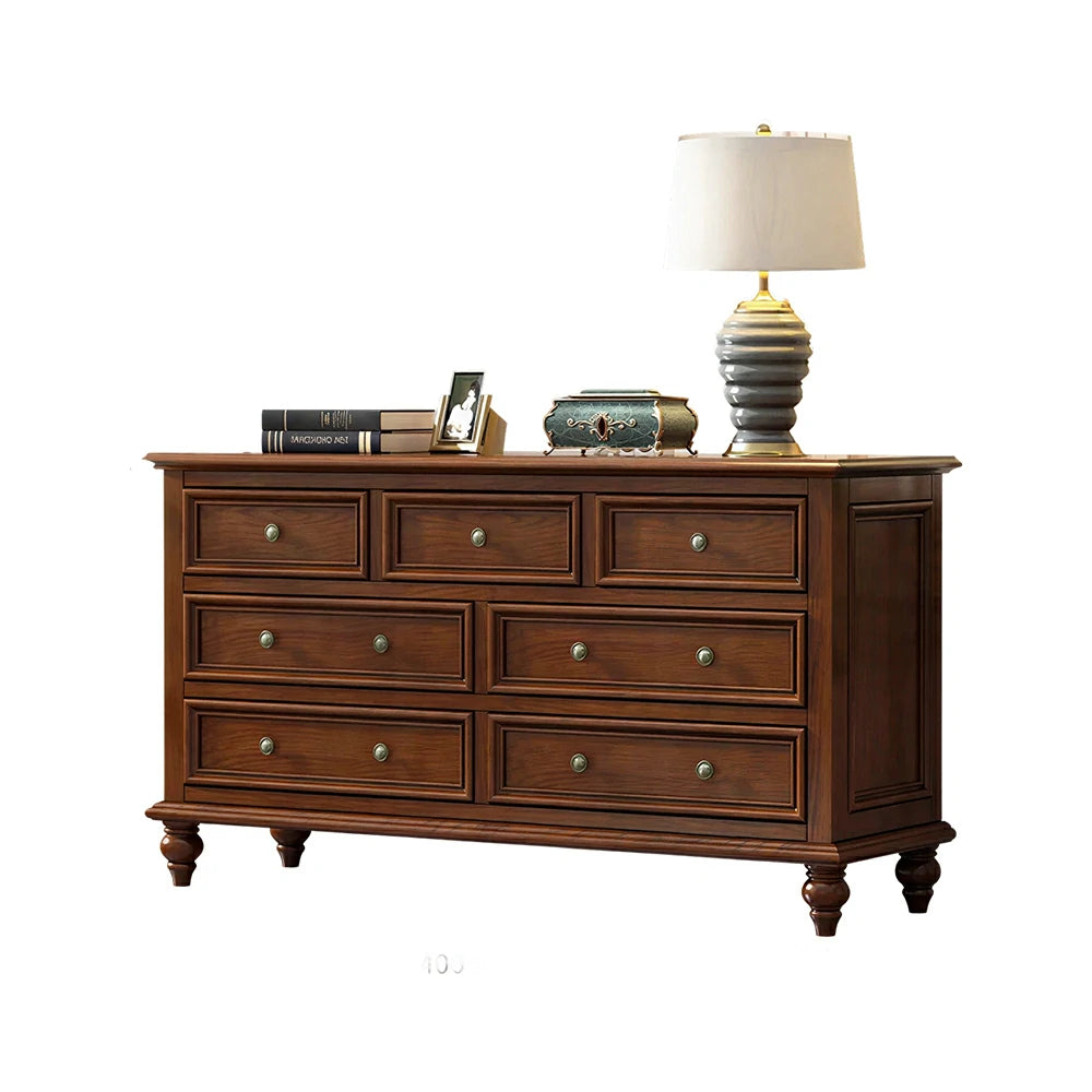 LUXORA Solid Wood 7 Drawer Chest with Large Storage American Style Cabinet for Living Room Bedroom Entryway