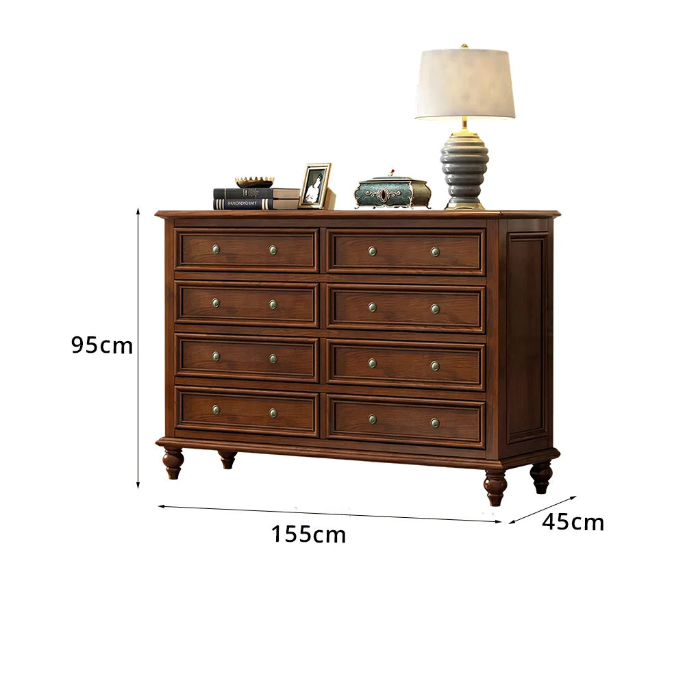 LUXORA Solid Wood 8 Drawer Chest with Large Storage American Style Cabinet for Living Room Bedroom Entryway