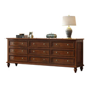 LUXORA Solid Wood 9 Drawer Chest with Large Storage American Style Cabinet for Living Room Bedroom Entryway