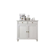 LUXORA Solid Ash Wood Double Door Storage Cabinet Vintage Drawer Organizer for Bedroom Living Room - White