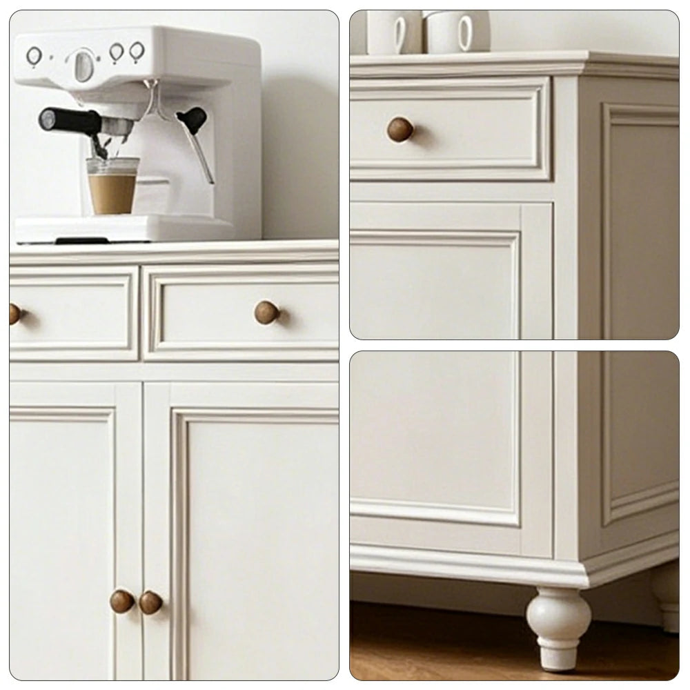 LUXORA Solid Ash Wood Three Door Storage Cabinet Vintage Drawer Organizer for Bedroom Living Room - White