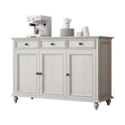 LUXORA Solid Ash Wood Three Door Storage Cabinet Vintage Drawer Organizer for Bedroom Living Room - White