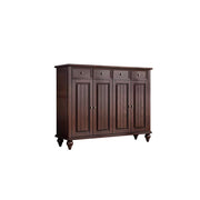Solid Ash Wood Shoe Cabinet - 140cm 4 Door Entryway Storage Cabinet with Drawers for Hallway - Walnut