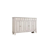 LUXORA Solid Ash Wood Shoe Cabinet - 180cm 5 Door Entryway Storage Cabinet with Drawers for Hallway - White