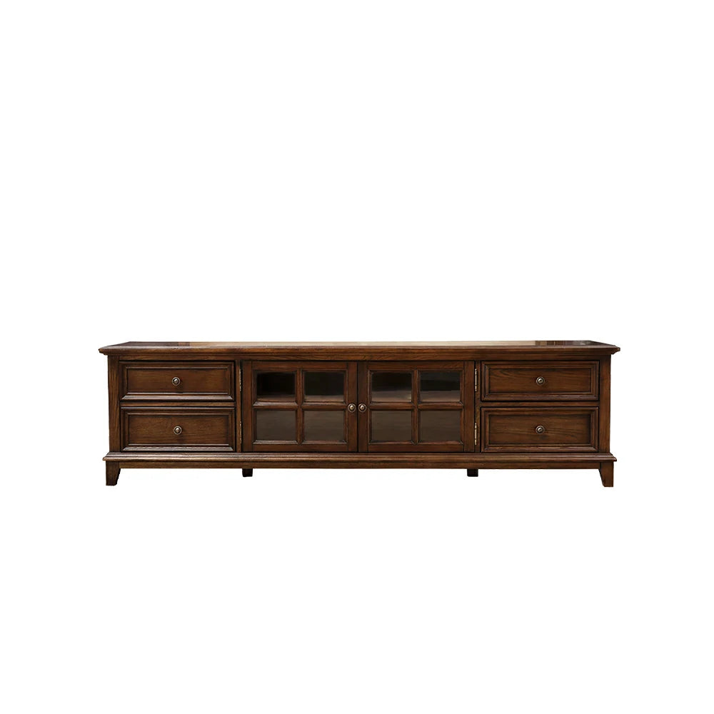 LUXORA 160/180/200cm Solid Wood TV Cabinet with Storage American Style Entertainment Unit Living Room - Walnut
