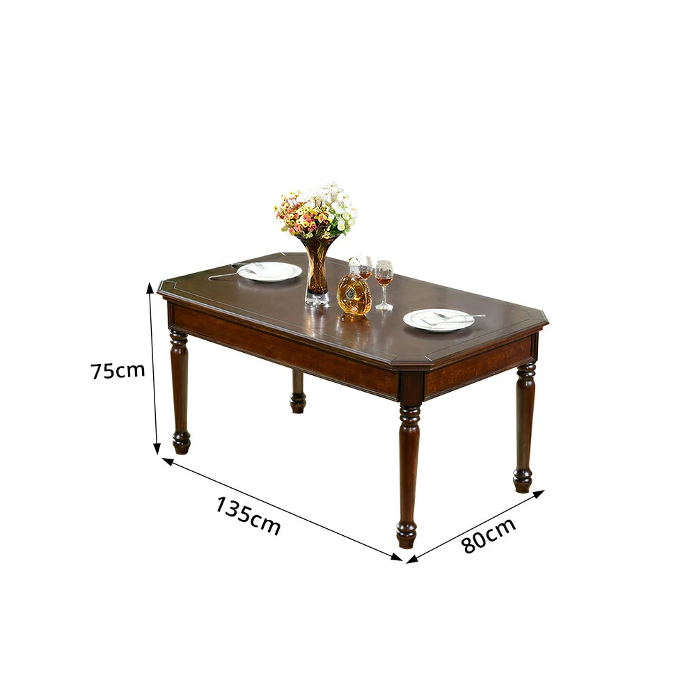 LUXORA 135/151cm Solid Wood Dining Table American Style Rectangular Kitchen Table for Dining Room - Walnut