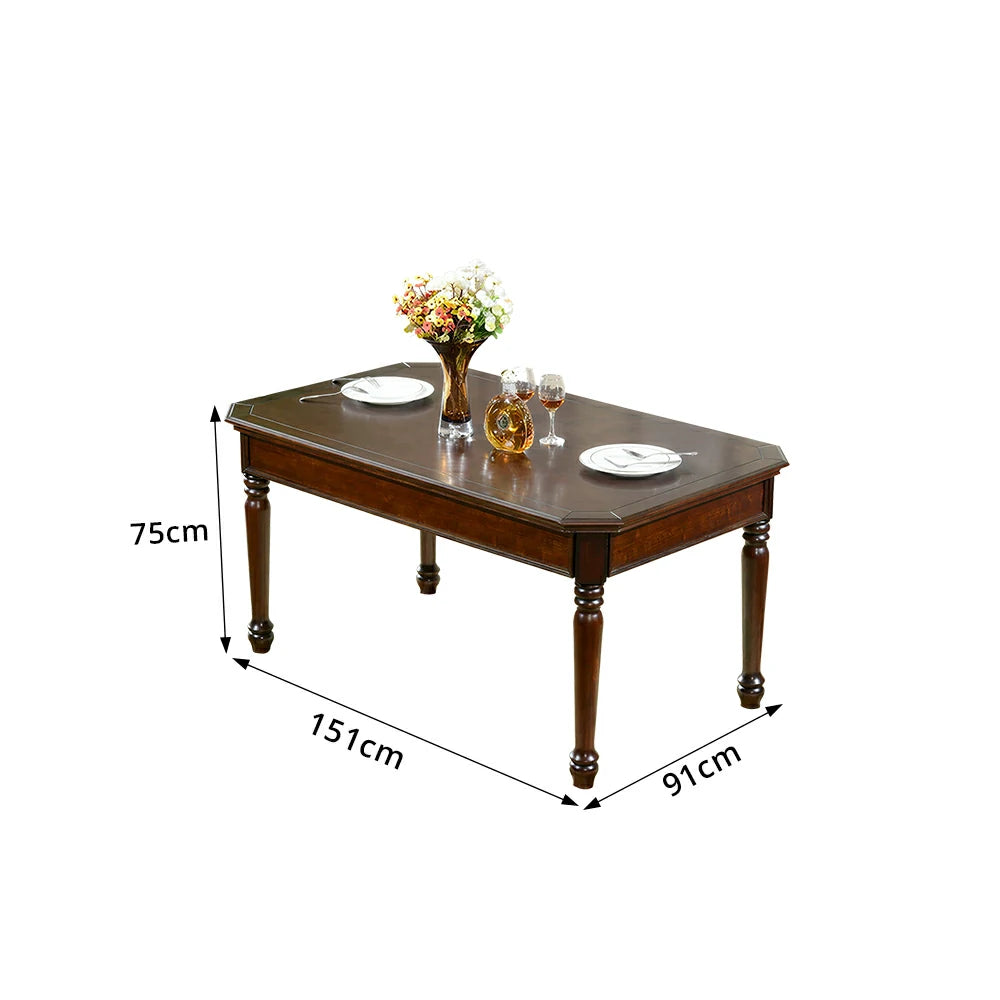 LUXORA 135/151cm Solid Wood Dining Table American Style Rectangular Kitchen Table for Dining Room - Walnut