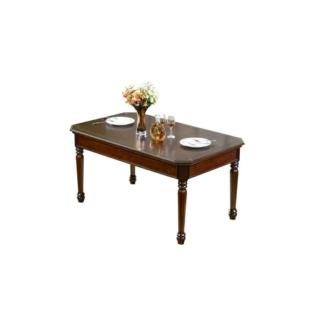 LUXORA 135/151cm Solid Wood Dining Table American Style Rectangular Kitchen Table for Dining Room - Walnut