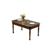 LUXORA 135/151cm Solid Wood Dining Table American Style Rectangular Kitchen Table for Dining Room - Walnut