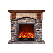 LUXORA 120cm Electric Fireplace TV Stand Stone Look Mantel 750W-1500W Heater Solid Wood Frame HDF Panels Living Room Centrepiece