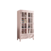 LUXORA Solid Wood 2 Door Display Cabinet with Glass Storage American Style Bookcase 100cm - Pink