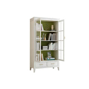 LUXORA Solid Wood 2 Door Display Cabinet with Glass Storage American Style Bookcase 100cm - White