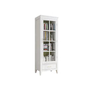 LUXORA Solid Wood Single Door Display Cabinet with Glass Storage American Style Bookcase 60cm - White