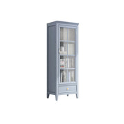 LUXORA Solid Wood Single Door Display Cabinet with Glass Storage American Style Bookcase 60cm - Blue