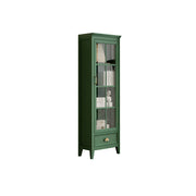 LUXORA Solid Wood Single Door Display Cabinet with Glass Storage American Style Bookcase 60cm - Green