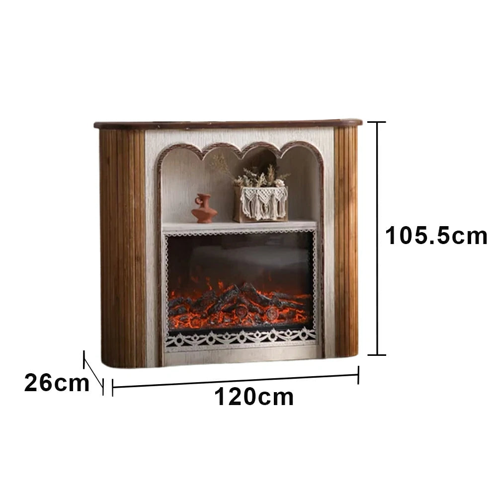 LUXORA Electric Fireplace Mantel Heater Vintage Carved Fireplace Surround Spruce Wood Iron Frame 750W-1500W Heater