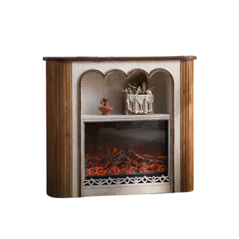LUXORA Electric Fireplace Mantel Heater Vintage Carved Fireplace Surround Spruce Wood Iron Frame 750W-1500W Heater