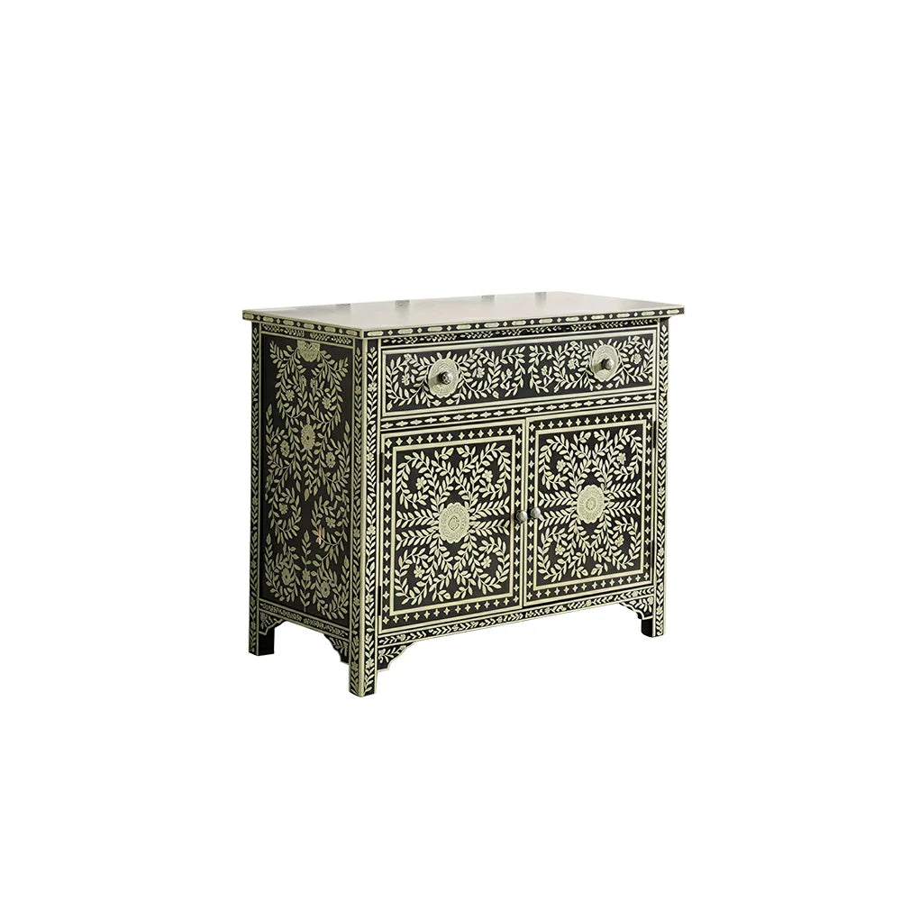 LUXORA Solid Wood Shoe Cabinet with Hand Painted Vintage Storage American Style Entryway Cabinet 96.5cm - Black