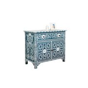LUXORA Solid Wood Shoe Cabinet with Hand Painted Vintage Storage American Style Entryway Cabinet 96.5cm - Blue
