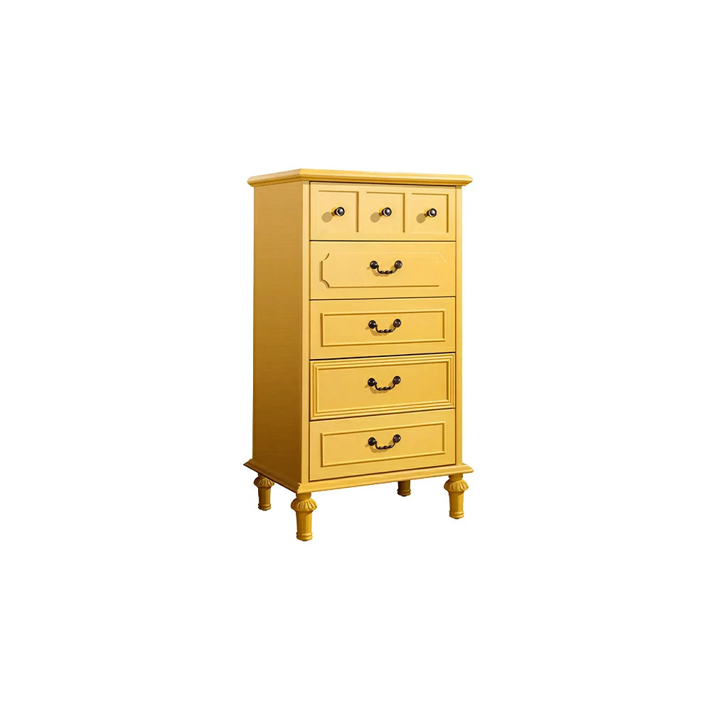 LUXORA Solid Wood Tallboy Chest of Drawers Vintage Storage Cabinet for Bedroom 60cm - Yellow