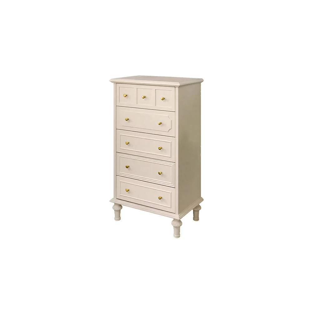 LUXORA Solid Wood Tallboy Chest of Drawers Vintage Storage Cabinet for Bedroom 60cm - Beige