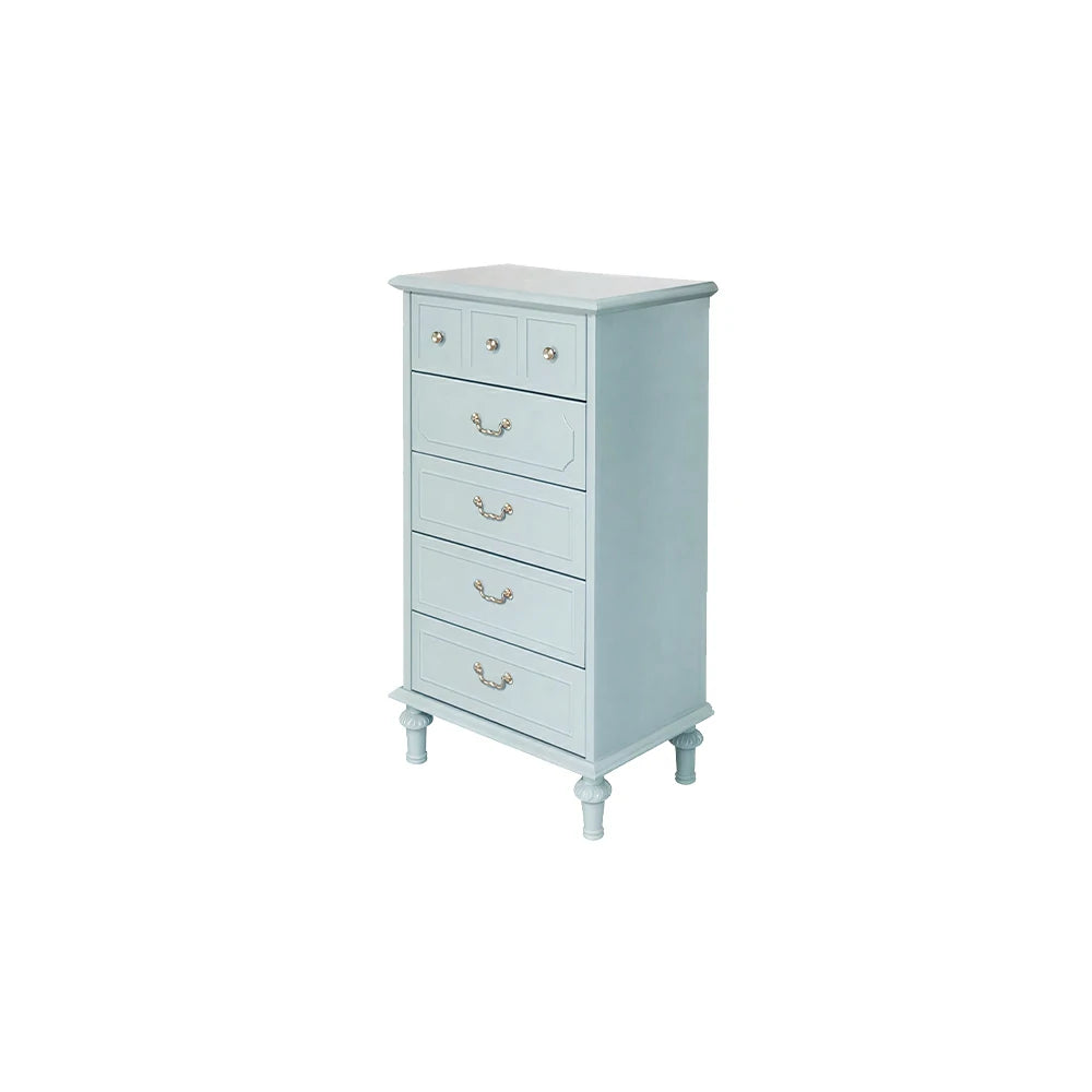 LUXORA Solid Wood Tallboy Chest of Drawers Vintage Storage Cabinet for Bedroom 60cm - Blue