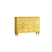 LUXORA Solid Wood 9 Drawer Dresser Vintage Storage Cabinet for Bedroom Living Room 120cm - Mustard Yellow