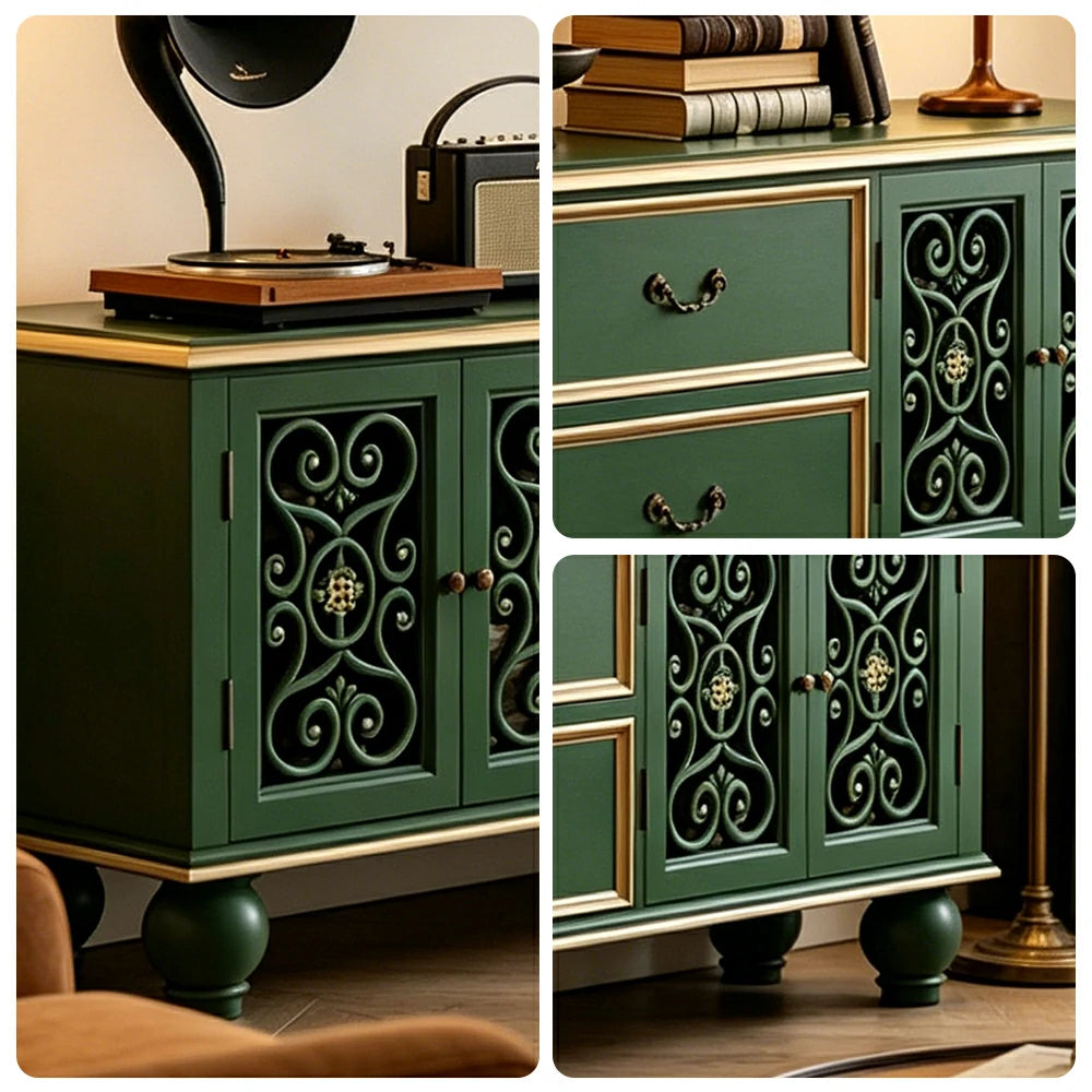LUXORA Solid Wood TV Cabinet Carved Storage Entertainment Unit 180/200cm for Living Room