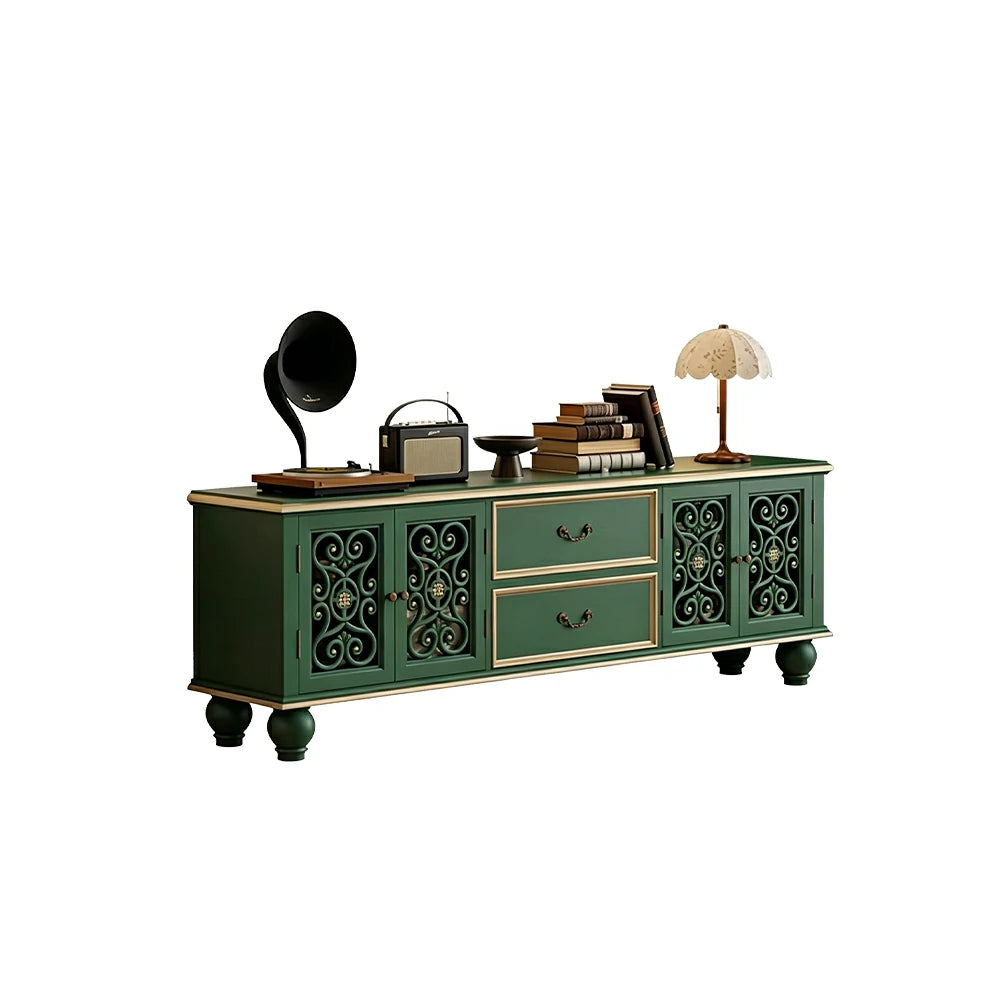 LUXORA Solid Wood TV Cabinet Carved Storage Entertainment Unit 180/200cm for Living Room