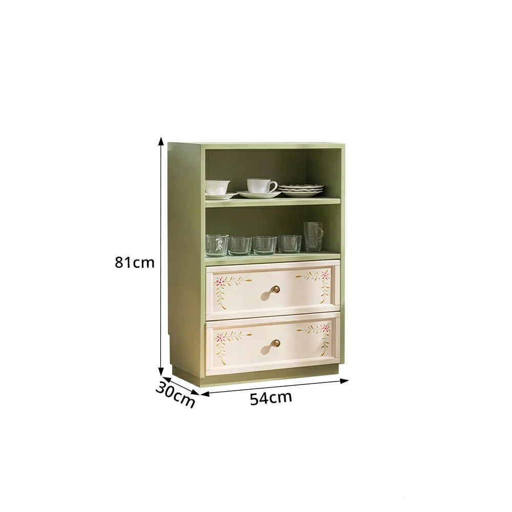 LUXORA Modular Solid Wood Bookcase Double Drawer Storage Cabinet for Living Room Dining Area