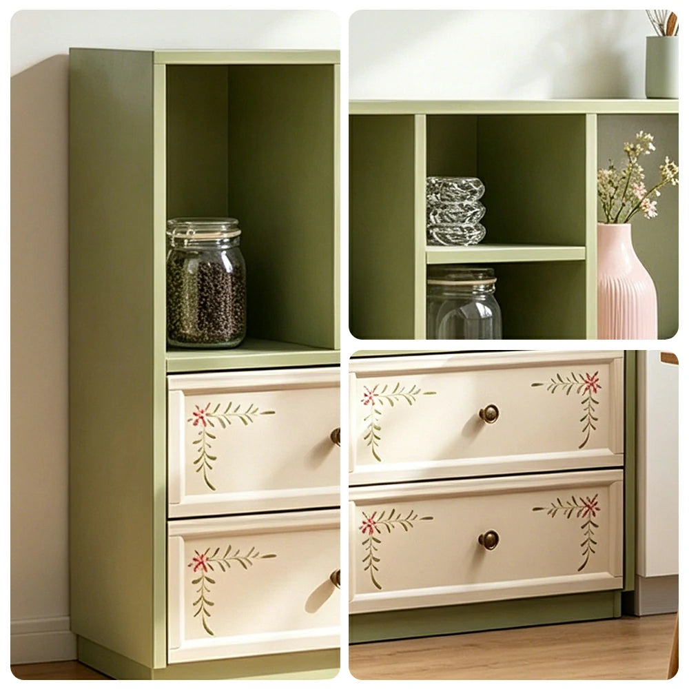 LUXORA Modular Solid Wood Bookcase Four Drawer Storage Cabinet for Living Room Dining Area