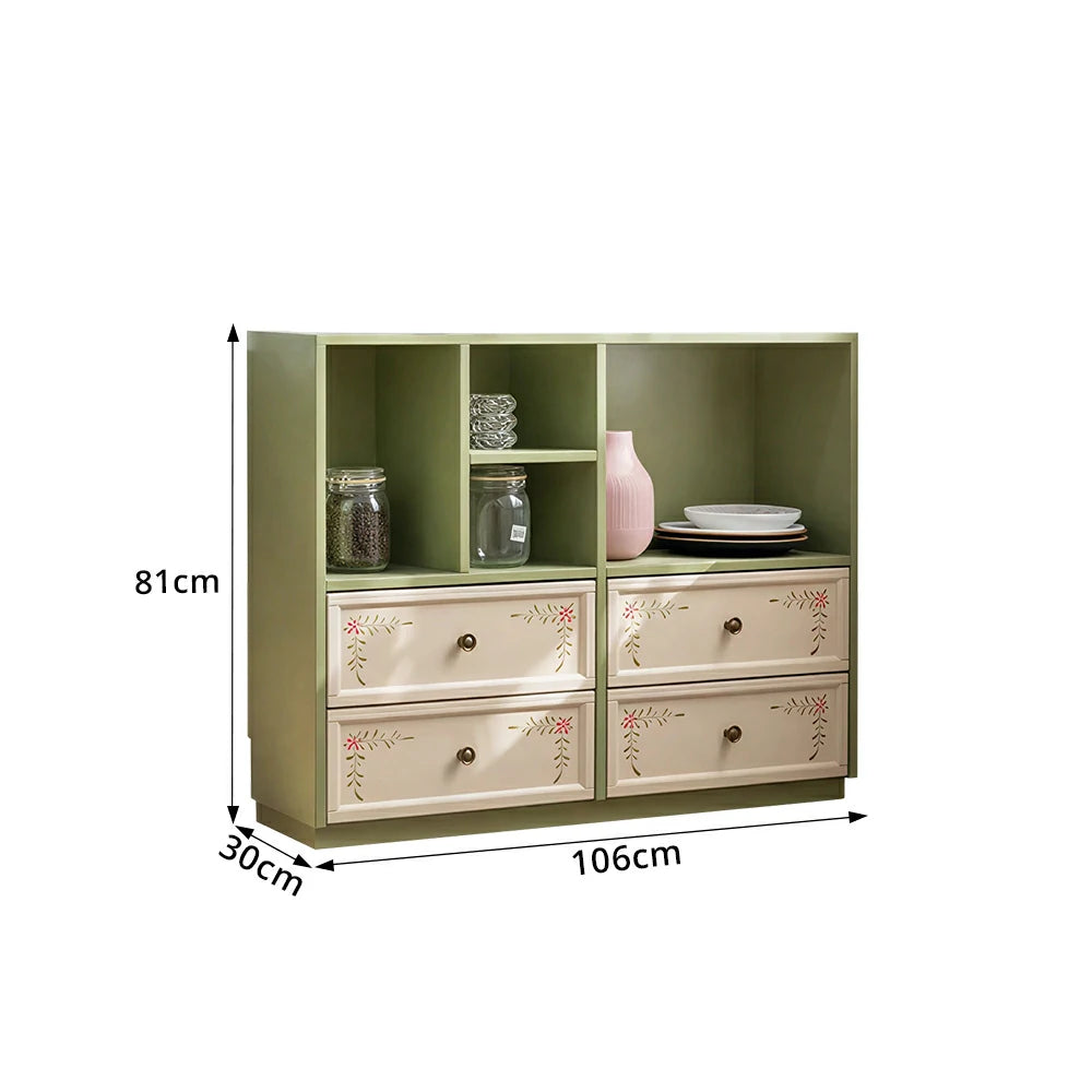 LUXORA Modular Solid Wood Bookcase Four Drawer Storage Cabinet for Living Room Dining Area