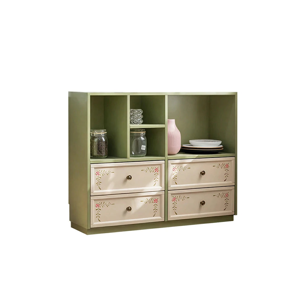 LUXORA Modular Solid Wood Bookcase Four Drawer Storage Cabinet for Living Room Dining Area
