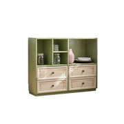 LUXORA Modular Solid Wood Bookcase Four Drawer Storage Cabinet for Living Room Dining Area