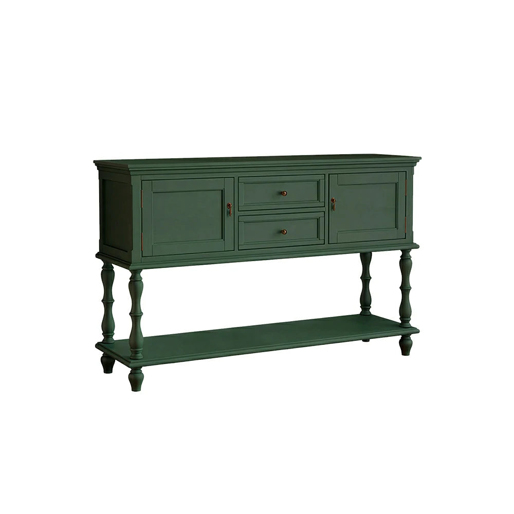 LUXORA Solid Wood Side Cabinet Embossed Grain Storage Console 120/140cm for Entryway Living Room - Green