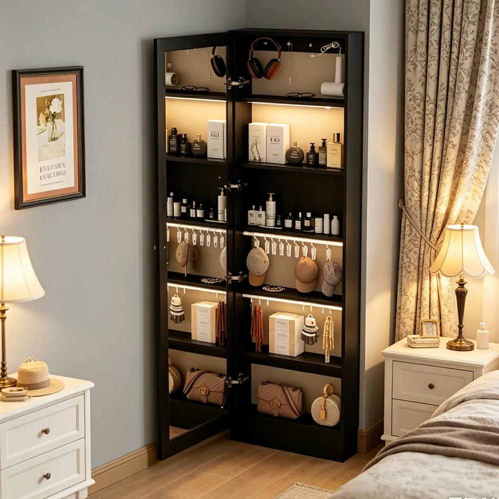 LUXORA Vintage Dressing Cabinet Large Storage Vanity Organizer for Bedroom Walk-In Closet - Black