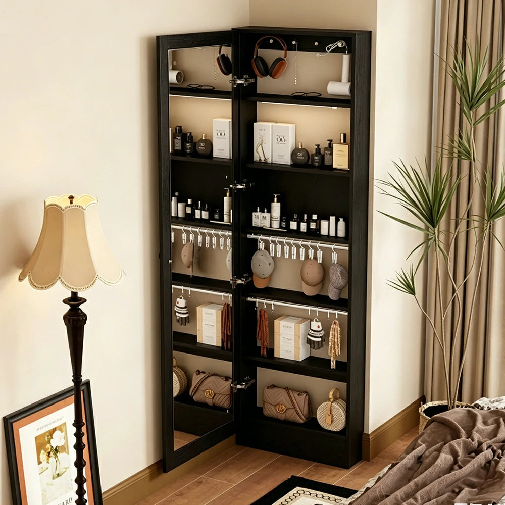 LUXORA Vintage Dressing Cabinet Large Storage Vanity Organizer for Bedroom Walk-In Closet - Black