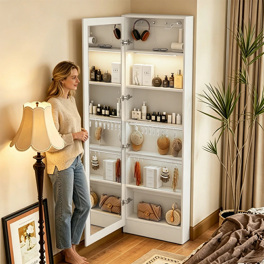LUXORA Vintage Dressing Cabinet Large Storage Vanity Organizer for Bedroom Walk-In Closet - White
