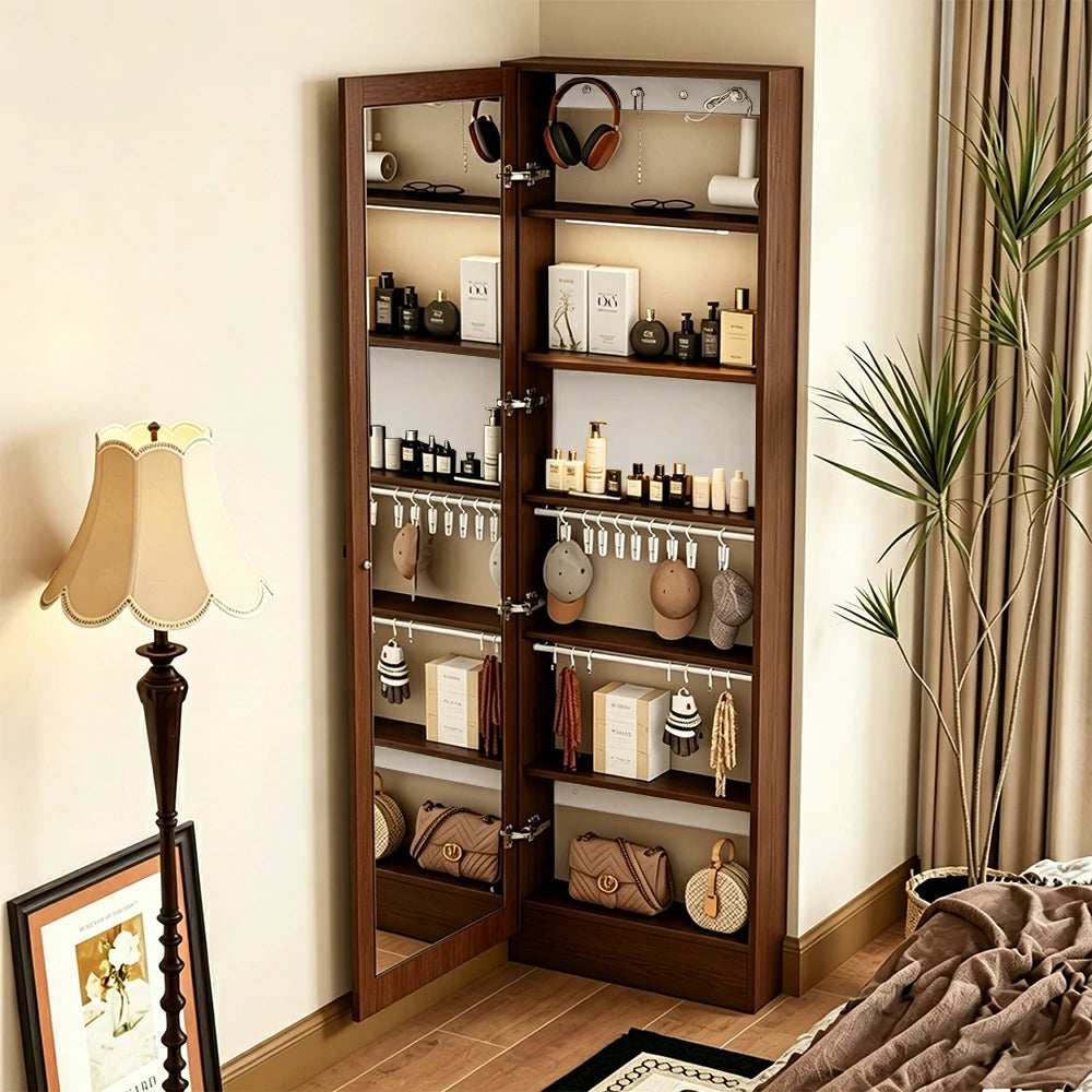 LUXORA Vintage Dressing Cabinet Large Storage Vanity Organizer for Bedroom Walk-In Closet - Brown