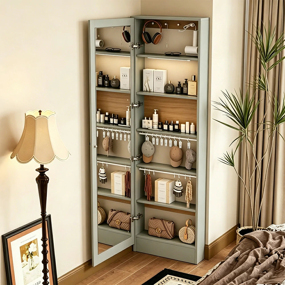 LUXORA Vintage Dressing Cabinet Large Storage Vanity Organizer for Bedroom Walk-In Closet - Grey&Green