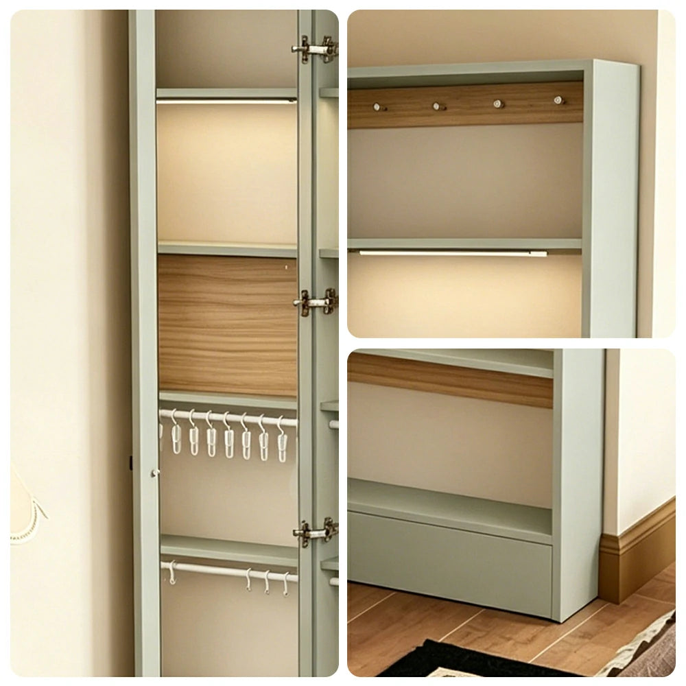 LUXORA Vintage Dressing Cabinet Large Storage Vanity Organizer for Bedroom Walk-In Closet - Grey&Green
