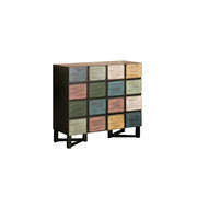 LUXORA Pine Wood Patchwork Storage Cabinet Decorative Organizer for Entryway Dining Area