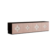 LUXORA Modern TV Cabinet Natural Shell Detail Storage Console for Living Room Entertainment Area - Black&Pink
